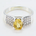 Citrine Halo Moroccan Silver Yellow Gems Classic Feminine Ring Jewellery