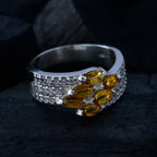 Citrine Hexa Egyptian Sterling Silver Yellow Gemstone Mid weight Fairytale Ring Jewellery