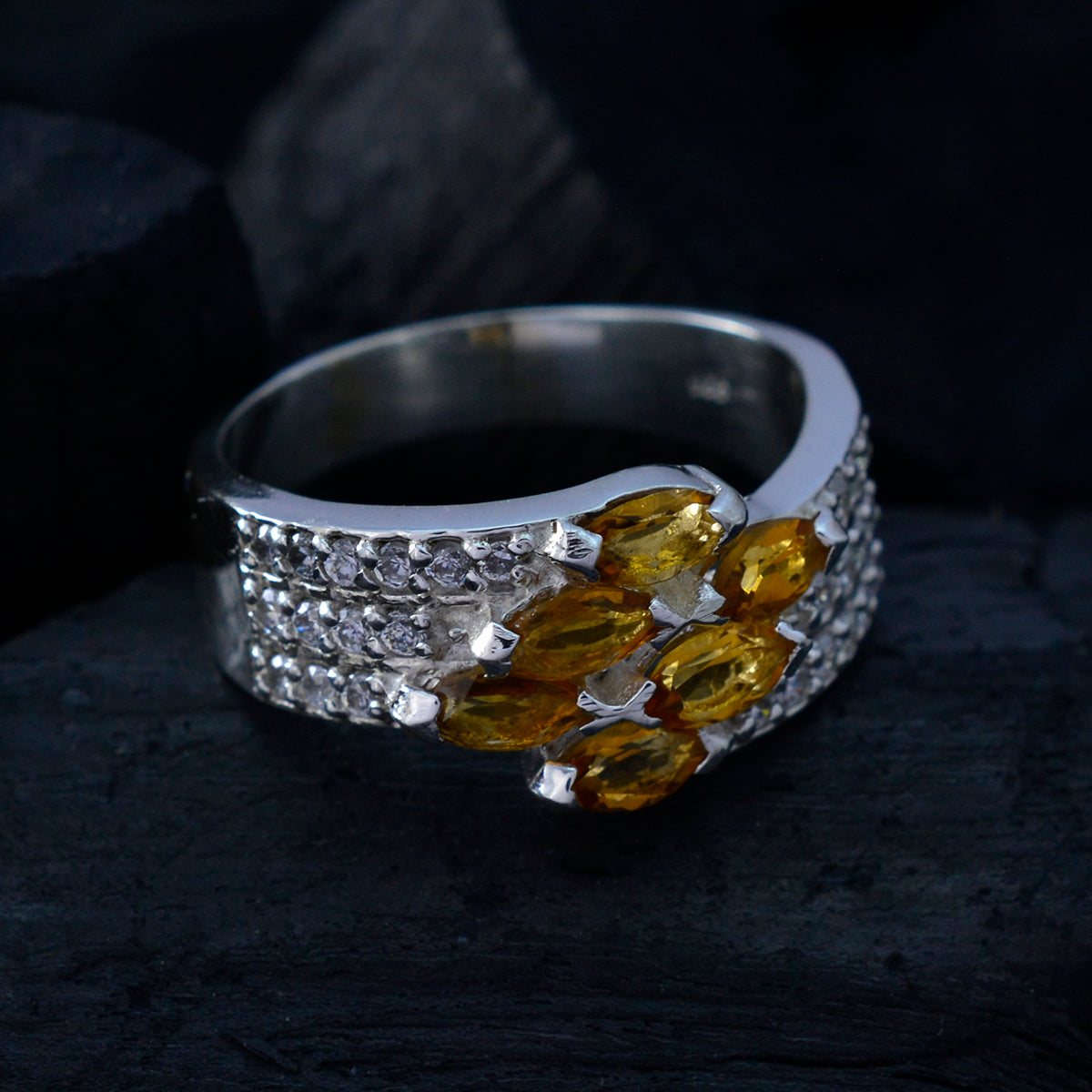 Citrine Hexa Egyptian Sterling Silver Yellow Gemstone Mid weight Fairytale Ring Jewellery