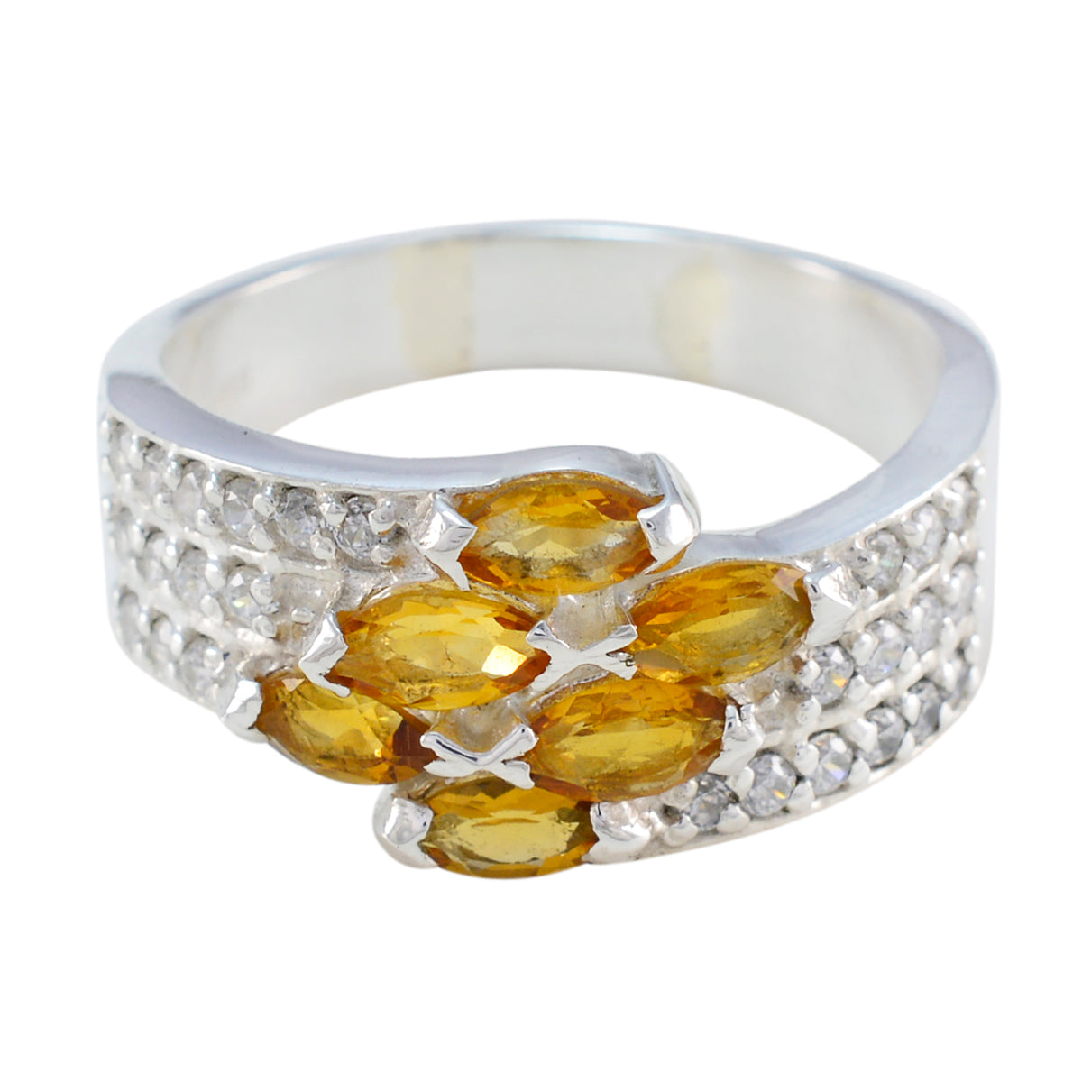 Citrine Hexa Egyptian Sterling Silver Yellow Gemstone Mid weight Fairytale Ring Jewellery