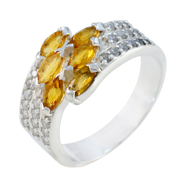 Citrine Hexa Egyptian Sterling Silver Yellow Gemstone Mid weight Fairytale Ring Jewellery
