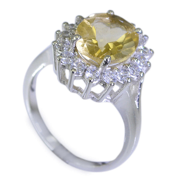 Citrine Halo Egyptian Silver Yellow Gems Featherlight Sophisticated Ring Jewelry