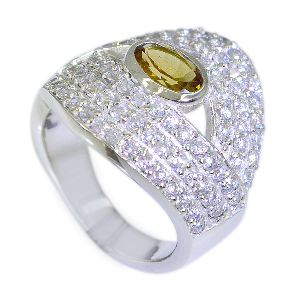 Citrine Halo African 925 Silver Yellow Gems Versatile Trendy Ring Jewelry