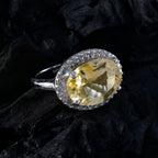 Citrine Halo Indian 92.5 Silver Yellow Gems Versatile Abstract Ring Jewellery