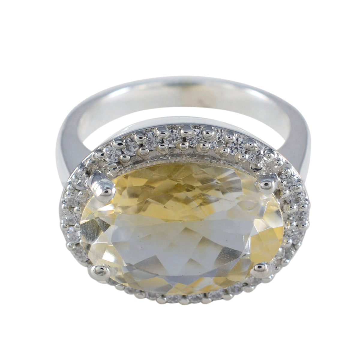 Citrine Halo Indian 92.5 Silver Yellow Gems Versatile Abstract Ring Jewellery