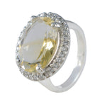 Citrine Halo Indian 92.5 Silver Yellow Gems Versatile Abstract Ring Jewellery