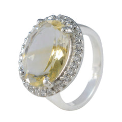 Citrine Halo Indian 92.5 Silver Yellow Gems Versatile Abstract Ring Jewellery