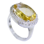 Citrine Halo Indian 92.5 Silver Yellow Gems Versatile Abstract Ring Jewellery
