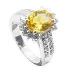 Citrine Halo African 92.5 Silver Yellow Gems Classic Sophisticated Ring Jewelry