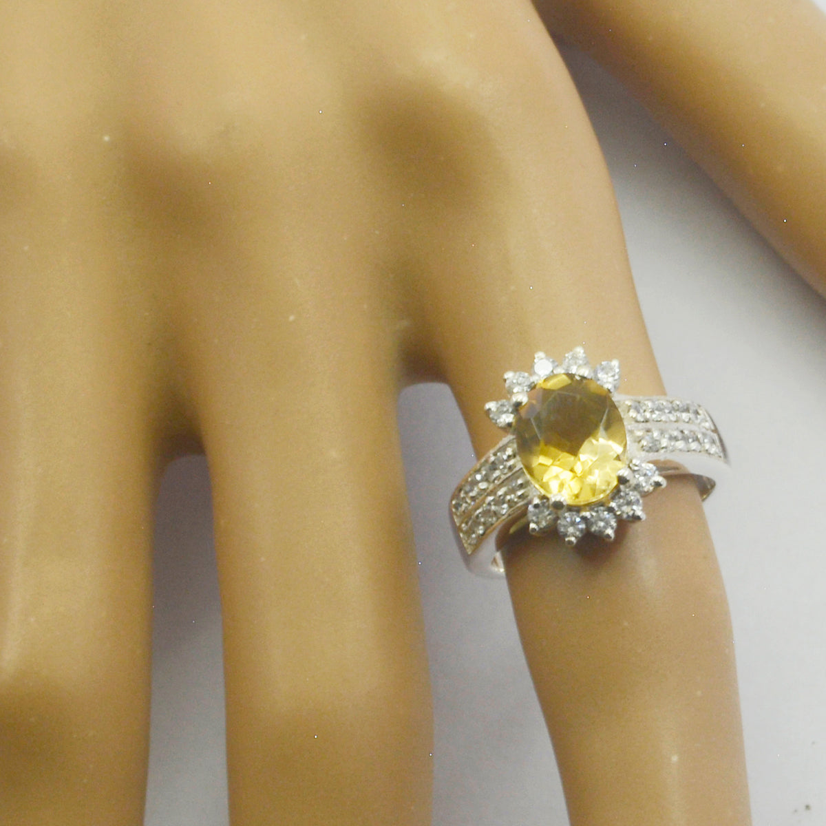 Citrine Halo African 92.5 Silver Yellow Gems Classic Sophisticated Ring Jewelry