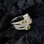 Citrine quarter Russian 925 Silver Yellow Gemstones Minimal Boho Ring Jewellery