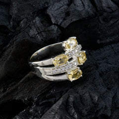 Citrine quarter Russian 925 Silver Yellow Gemstones Minimal Boho Ring Jewellery