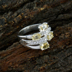 Citrine quarter Russian 925 Silver Yellow Gemstones Minimal Boho Ring Jewellery