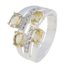 Citrine quarter Russian 925 Silver Yellow Gemstones Minimal Boho Ring Jewellery