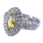Citrine Halo German Silver Yellow Gemstones Minimal Contemporary Ring Jewelry
