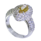 Citrine Halo German Silver Yellow Gemstones Minimal Contemporary Ring Jewelry