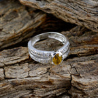 Citrine Halo Indian Sterling Silver Yellow Gemstones Featherlight Sophisticated Ring Jewelry