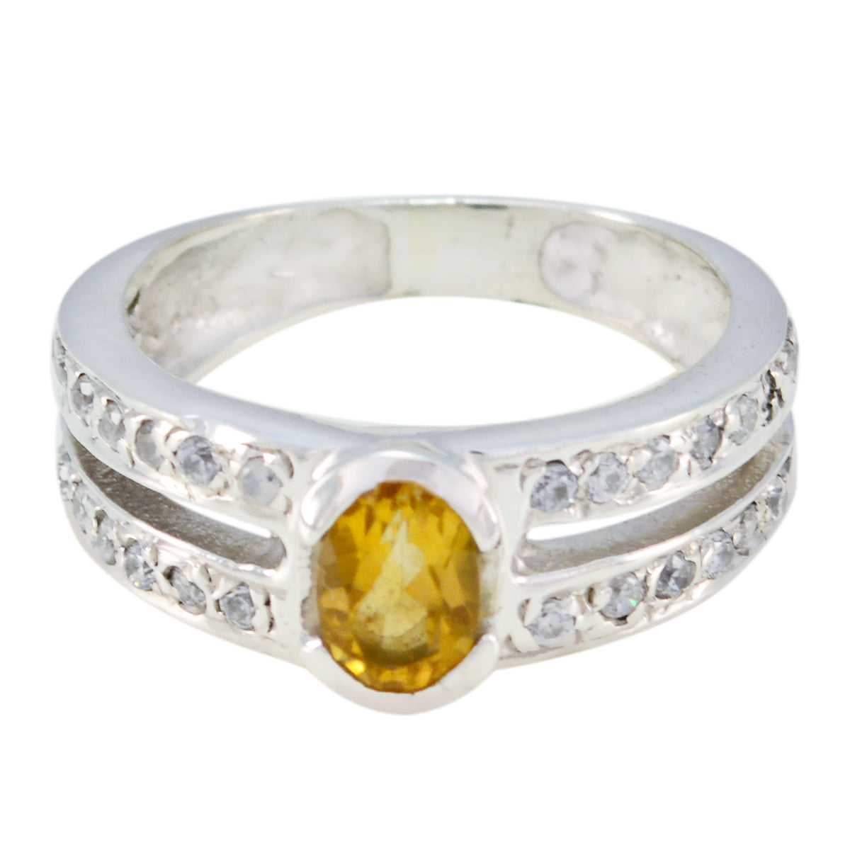 Citrine Halo Indian Sterling Silver Yellow Gemstones Featherlight Sophisticated Ring Jewelry