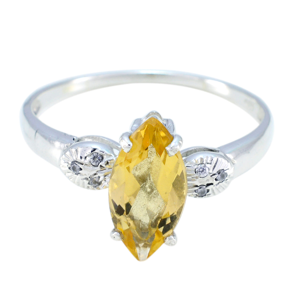 Citrine Halo Japanese Sterling Silver Yellow Gemstone Dainty Luxurious Ring Jewelry
