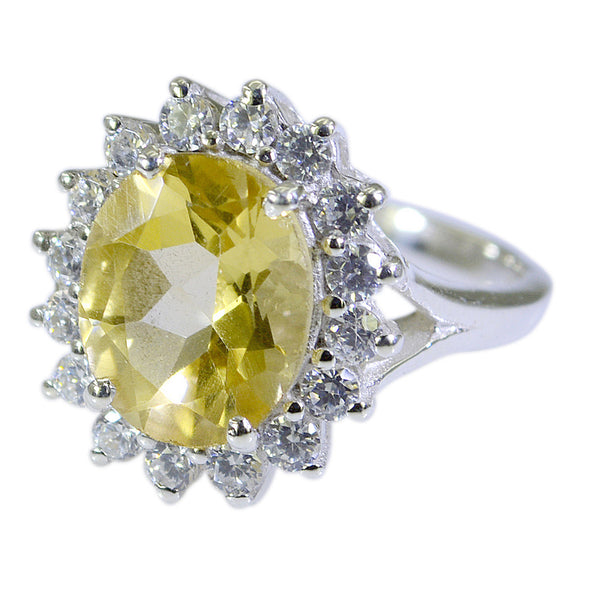 Citrine Halo German 925 Silver Yellow Gems Eye catching Abstract Ring Jewellery