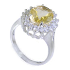 Citrine Halo German 925 Silver Yellow Gems Eye catching Abstract Ring Jewellery