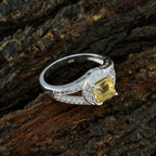 Citrine Halo German 92.5 Silver Yellow Gemstones Slim Cultural Ring Jewelry
