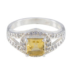 Citrine Halo German 92.5 Silver Yellow Gemstones Slim Cultural Ring Jewelry