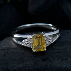 Citrine Halo Turkish 925 Sterling Silver Yellow Gemstone Dainty Artisan Ring Jewellery