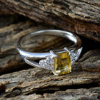 Citrine Halo Turkish 925 Sterling Silver Yellow Gemstone Dainty Artisan Ring Jewellery