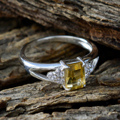Citrine Halo Turkish 925 Sterling Silver Yellow Gemstone Dainty Artisan Ring Jewellery