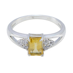 Citrine Halo Turkish 925 Sterling Silver Yellow Gemstone Dainty Artisan Ring Jewellery