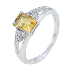 Citrine Halo Turkish 925 Sterling Silver Yellow Gemstone Dainty Artisan Ring Jewellery