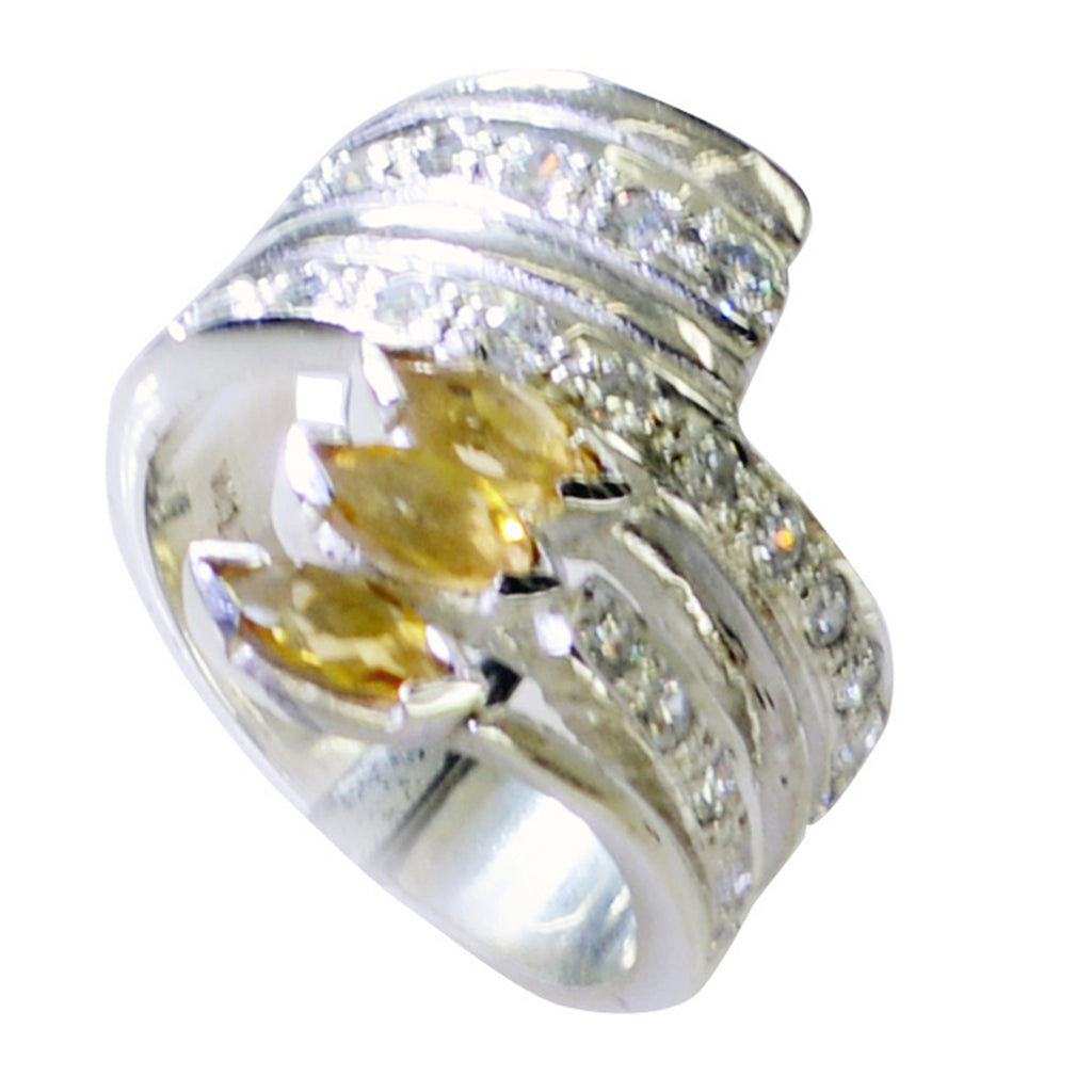 Citrine Halo Moroccan Sterling Silver Yellow Gemstones Essential  Trendy Ring Jewelry
