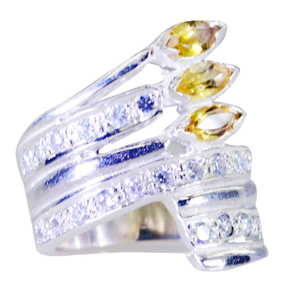 Citrine Halo Moroccan Sterling Silver Yellow Gemstones Essential  Trendy Ring Jewelry