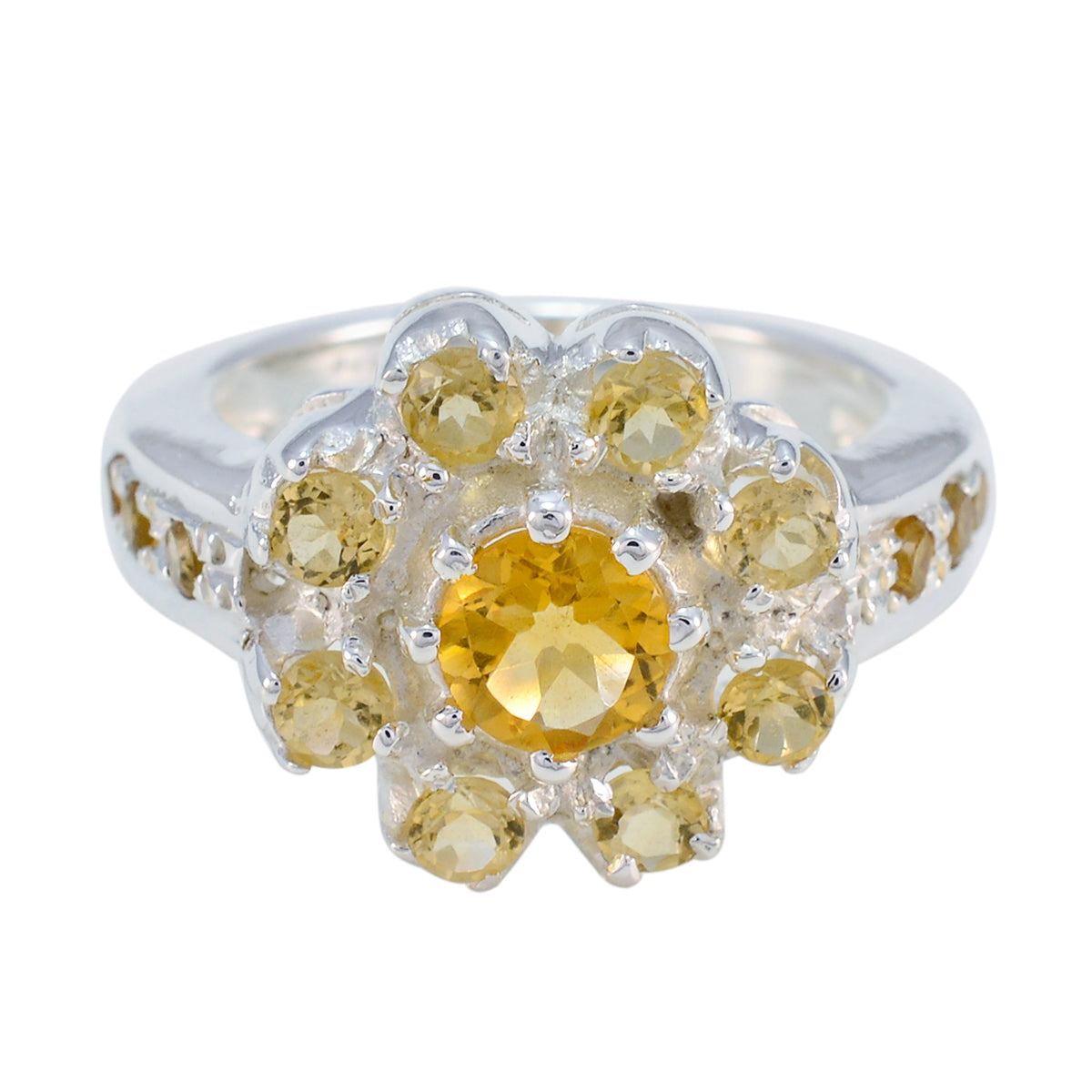 Citrine multiple Moroccan 925 Sterling Silver Yellow Gemstones Versatile Contemporary Ring Jewellery