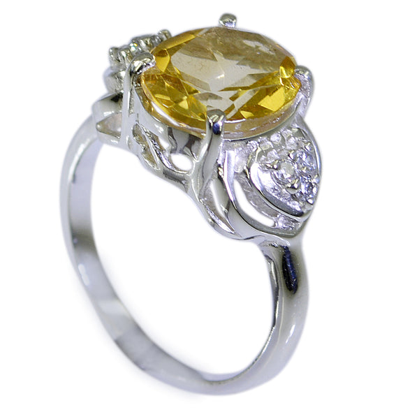Citrine Halo German 92.5 Silver Yellow Gemstone Tiny Feminine Ring Jewellery