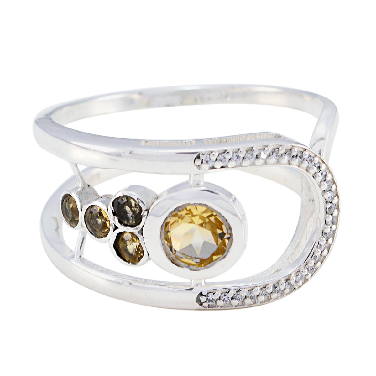 Citrien Halo Marokkaans 925 Zilver Gele Edelstenen Klassieke Sierlijke Ring Sieraden Secundaire afbeelding