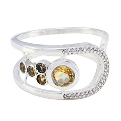Citrine Halo Moroccan 925 Silver Yellow Gemstones Classic Graceful Ring Jewellery