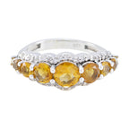 Citrine Hepta Turkish 925 Sterling Silver Yellow Gemstone Whisper thin Fairytale Ring Jewellery