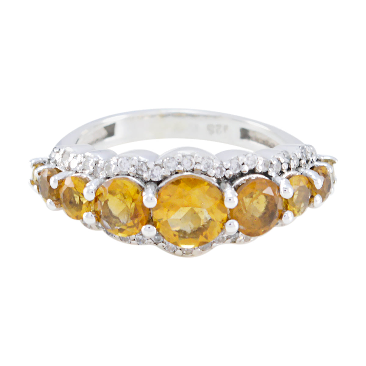 Citrine Hepta Turkish 925 Sterling Silver Yellow Gemstone Whisper thin Fairytale Ring Jewellery