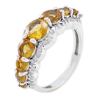Citrine Hepta Turkish 925 Sterling Silver Yellow Gemstone Whisper thin Fairytale Ring Jewellery