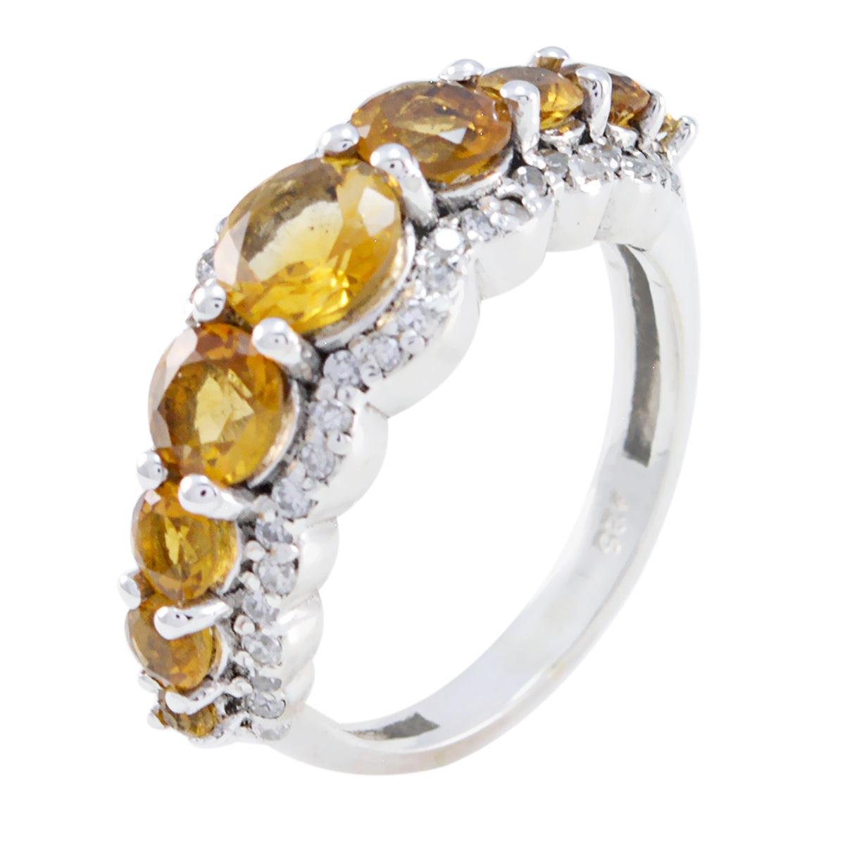 Citrine Hepta Turkish 925 Sterling Silver Yellow Gemstone Whisper thin Fairytale Ring Jewellery
