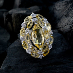 Citrine multiple German Silver Yellow Gemstones Essential  Abstract Ring Jewellery