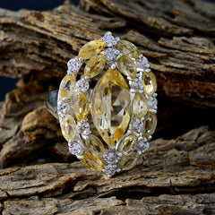 Citrine multiple German Silver Yellow Gemstones Essential  Abstract Ring Jewellery