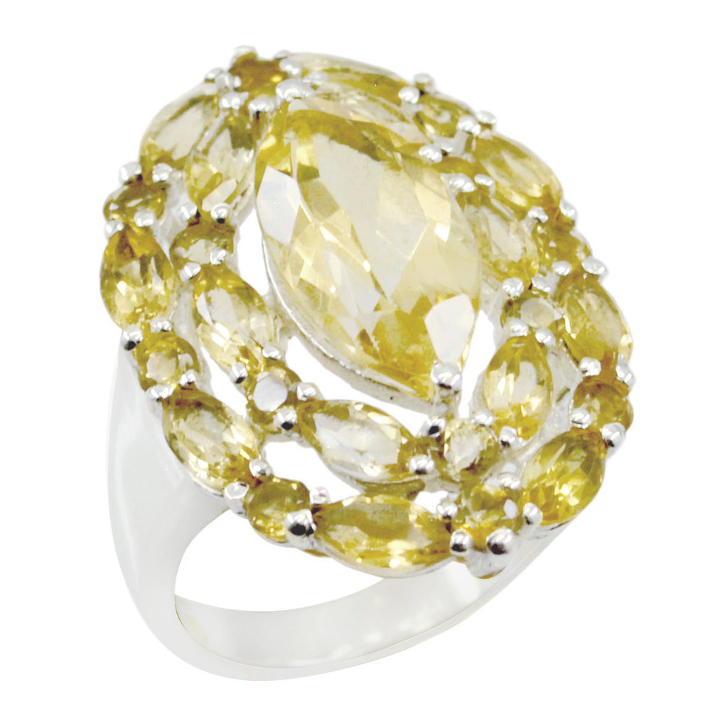 Citrine multiple German Silver Yellow Gemstones Essential  Abstract Ring Jewellery