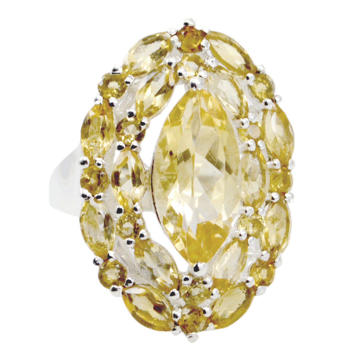 Citrine multiple German Silver Yellow Gemstones Essential  Abstract Ring Jewellery