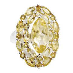 Citrine multiple German Silver Yellow Gemstones Essential  Abstract Ring Jewellery