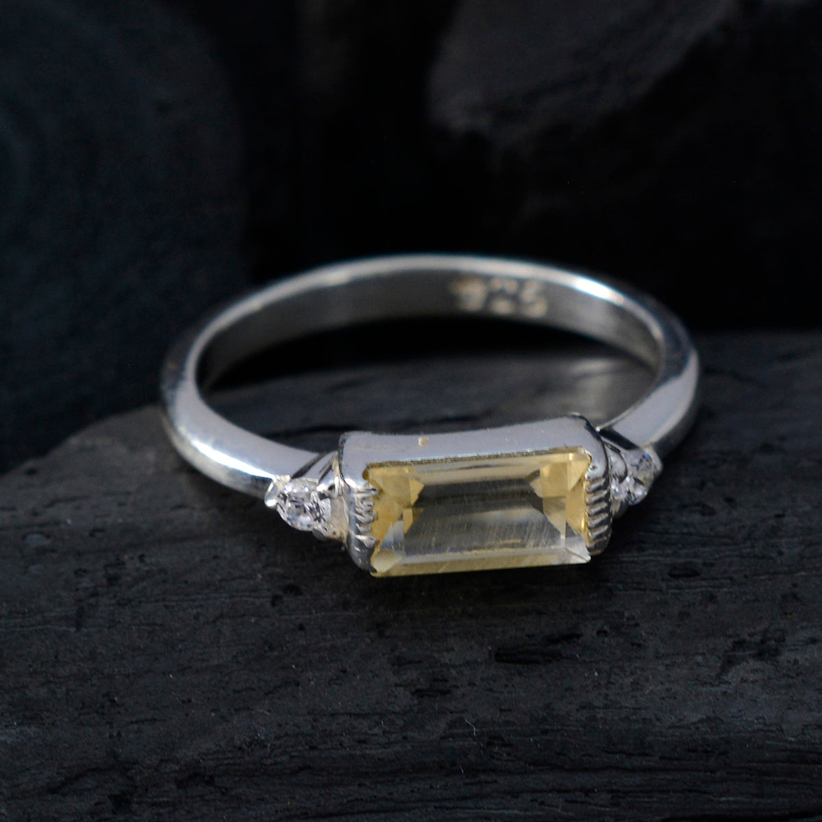 Citrine Halo American 925 Silver Yellow Gemstones Delicate Graceful Ring Jewellery