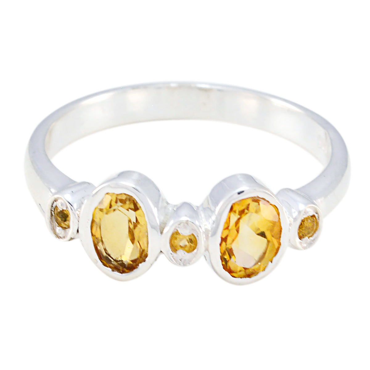 Citrine Halo Japanese Silver Yellow Gemstones Dainty Boho Ring Jewelry メイン画像