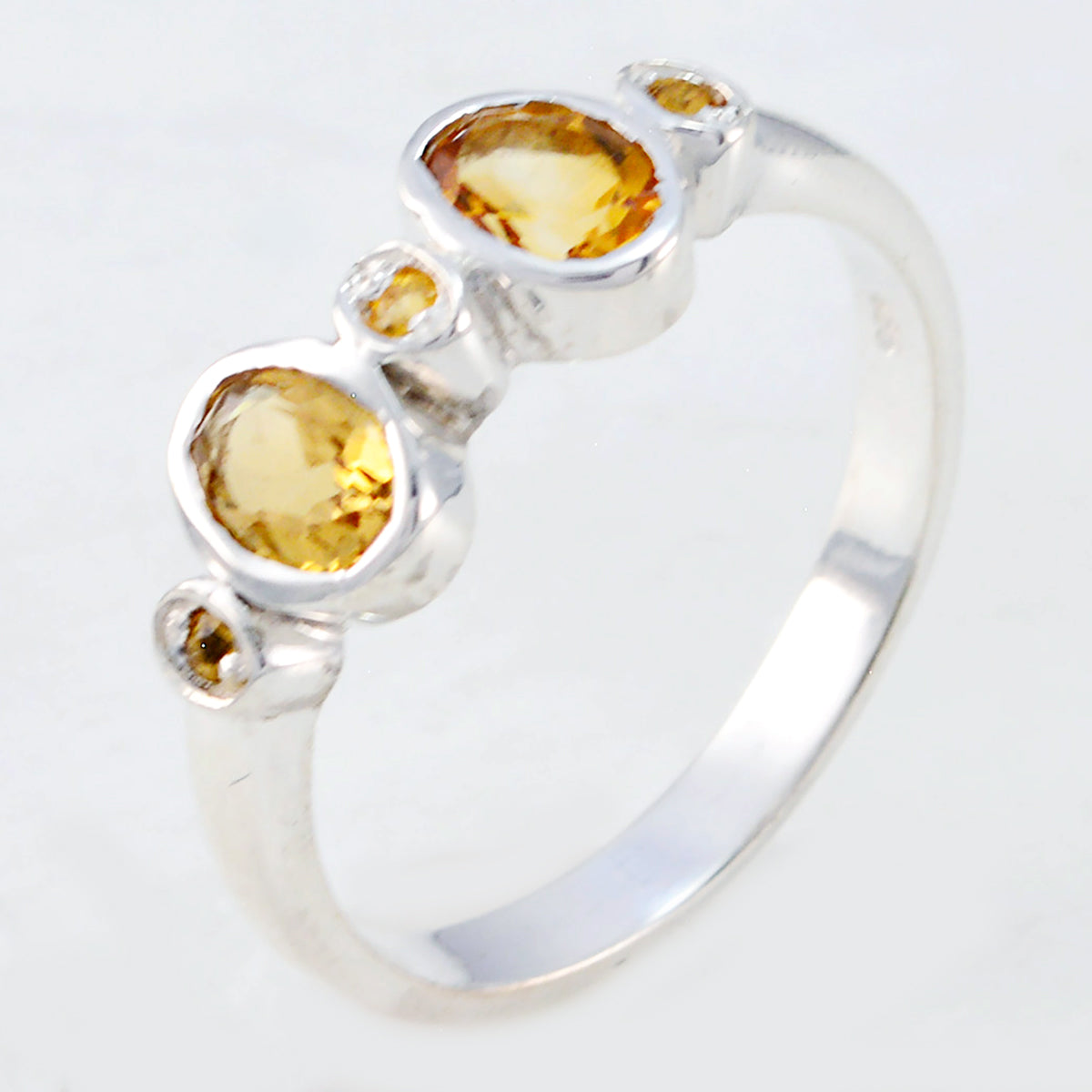 Citrine Halo Japanese Silver Yellow Gemstones Dainty Boho Ring Jewelry